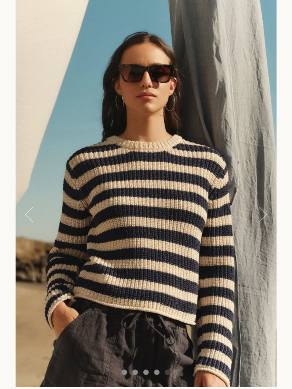 Graham & Spencer Maxine Stripe Cotton Sweater XSmall Beachy Coastal Fisherman
